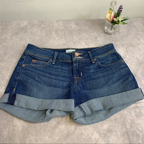 HUDSON Jeans Medium Washed Denim Croxley Mid Thigh Shorts Women’s Size 25 - Picture 1 of 6